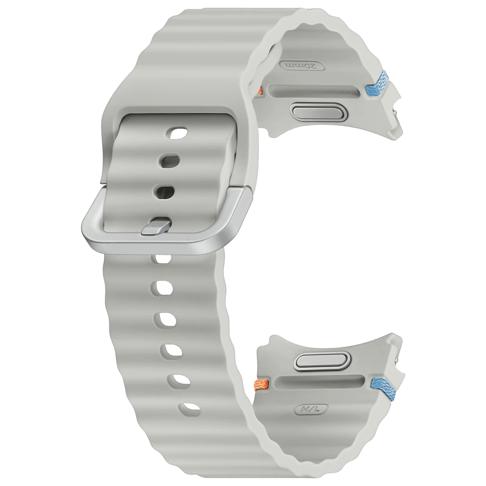 SAMSUNG ET-SNL31LSEGIN HNBR Sport Band for SAMSUNG Galaxy Watch7, Watch4, Watch4 Classic, Watch5, Watch 5 Pro, Watch6 & Watch6 Classic (M/L) (Breathable Design, Silver)