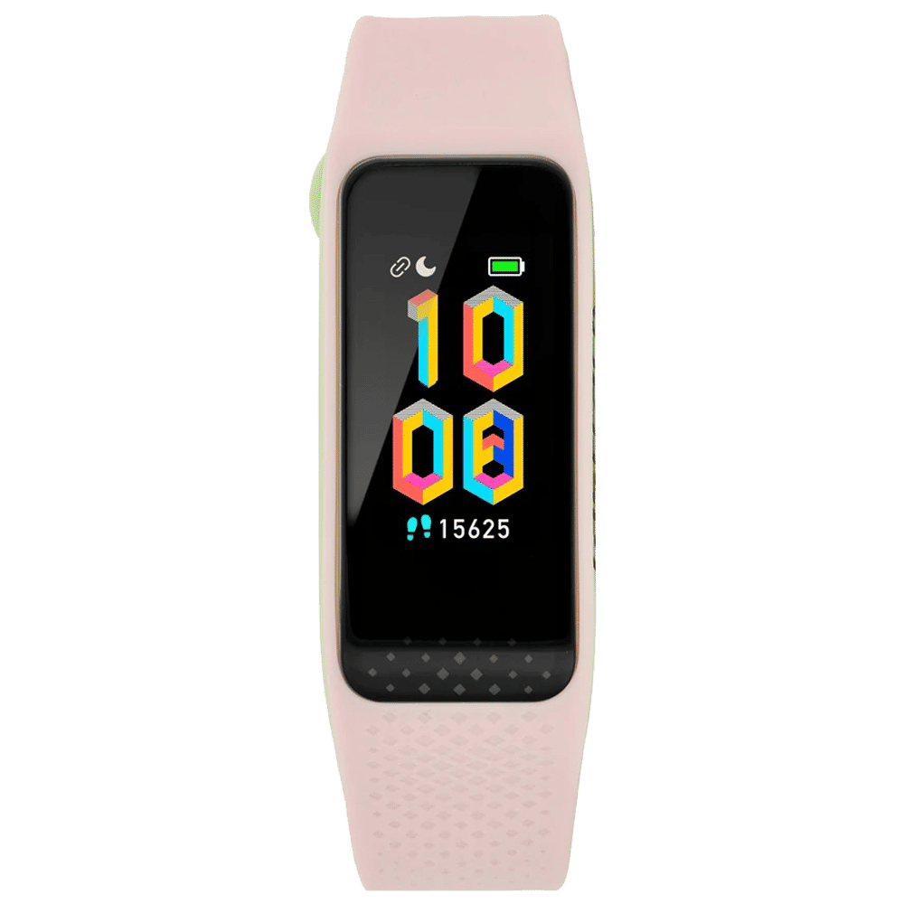 fastrack Reflex Smart Band (Activity Tracking, SWD90067PP04A,  Black/Pink and Green Accent, Silicone Band)