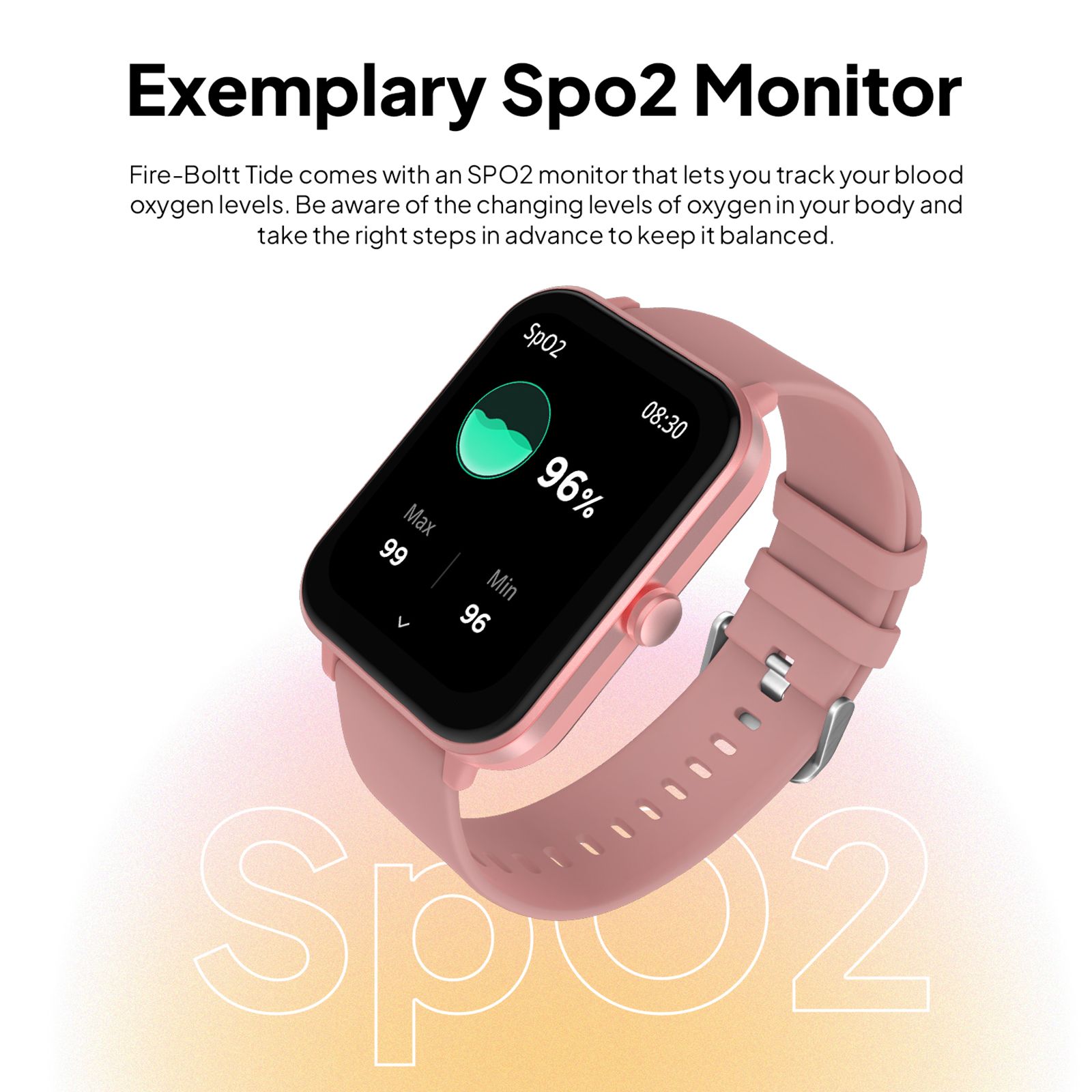 FIRE-BOLTT Tide Plus Smartwatch with Bluetooth Calling Curved  Display, IP67 Water Resistant, Pink Strap)