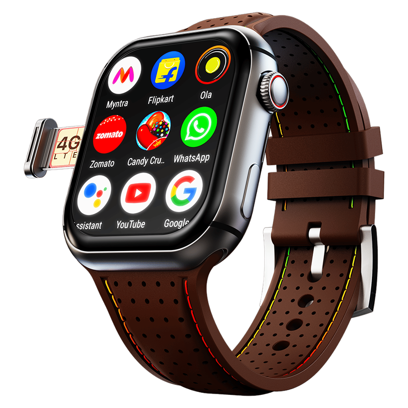 FIRE-BOLTT Dream GPS+Wi-Fi+4G SIM+Bluetooth Android OS Wristphone (51.3mm HD Display, Cortex A7MP CPU, Google Play Store, Cocoa Couture Strap)