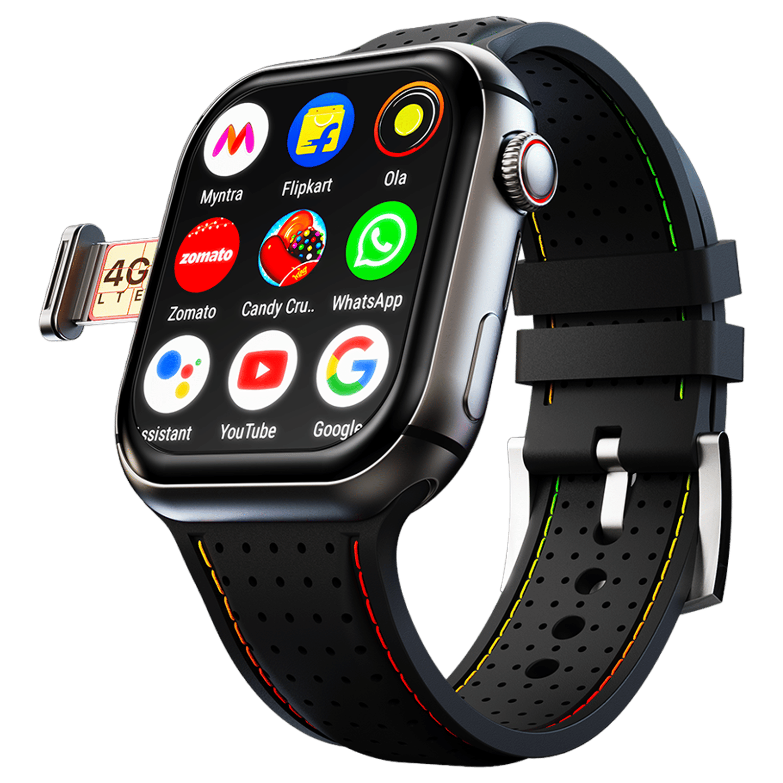 FIRE-BOLTT Dream GPS+Wi-Fi+4G SIM+Bluetooth Android OS Wristphone (51.3mm HD Display, Cortex A7MP CPU, Google Play Store, Midnight Grace Strap)