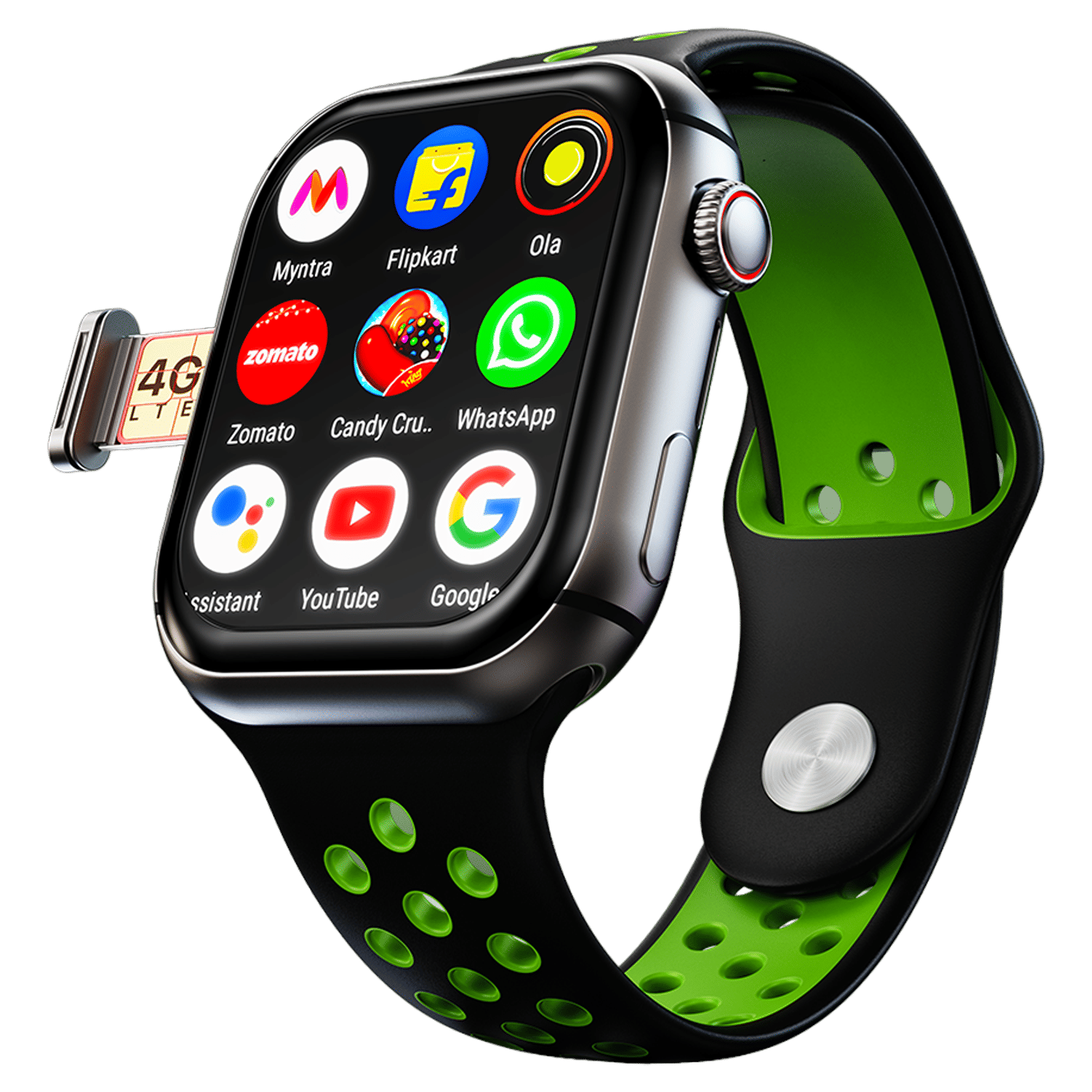 FIRE-BOLTT Dream GPS+Wi-Fi+4G SIM+Bluetooth Android OS Wristphone (51.3mm HD Display, Cortex A7MP CPU, Google Play Store, Forest Fringe Strap)