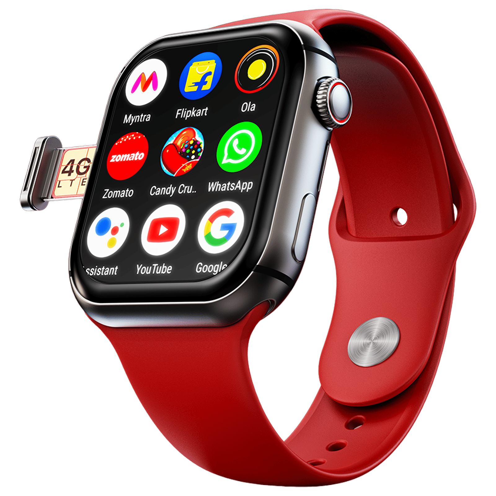 FIRE-BOLTT Dream GPS+Wi-Fi+4G SIM+Bluetooth Android OS Wristphone (51.3mm HD Display, Cortex A7MP CPU, Google Play Store, Cherry Hug Strap)