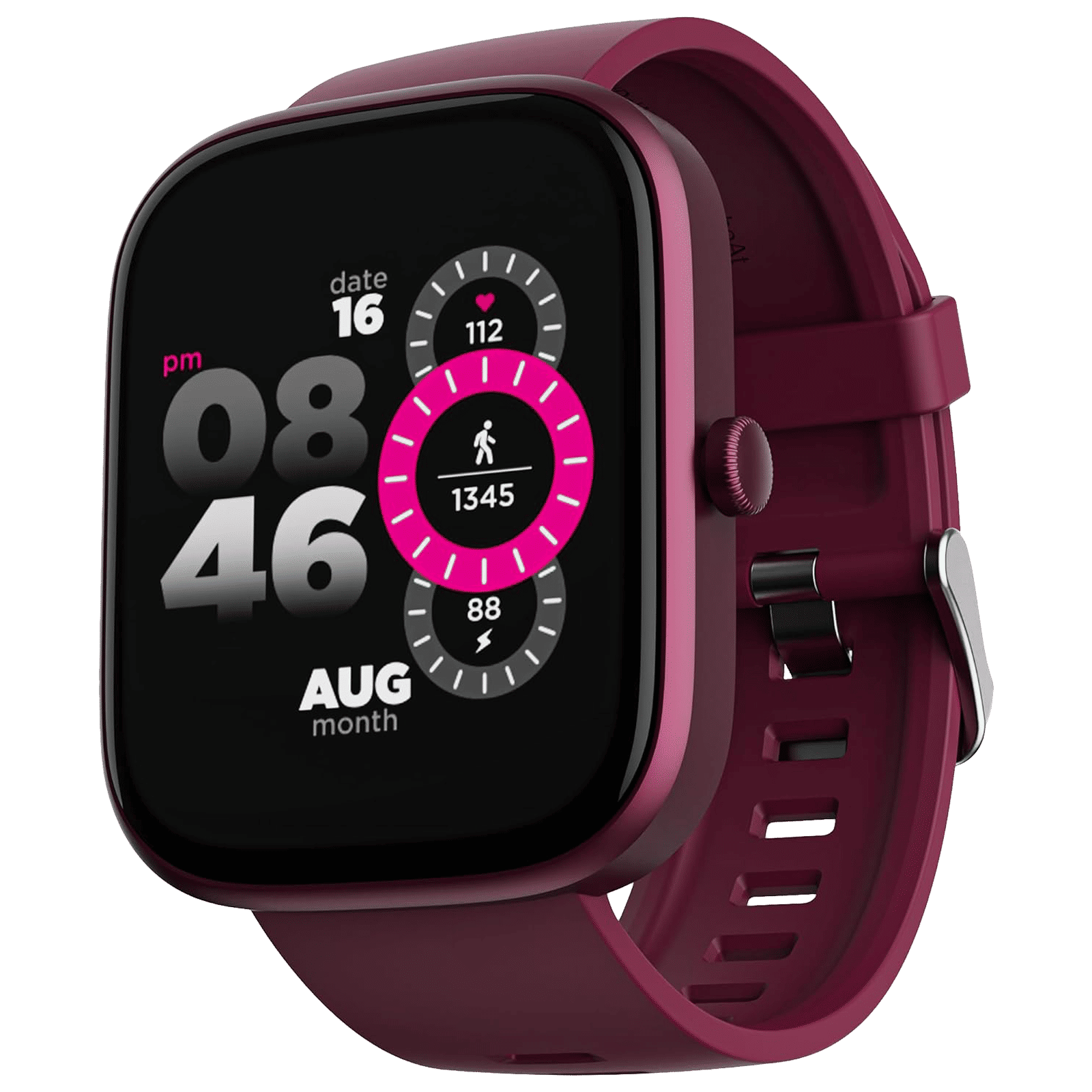 boAt Ultima Prism Smartwatch with Bluetooth Calling (49.78mm AMOLED Display, IP67 Water Resistant, Burgundy Strap)