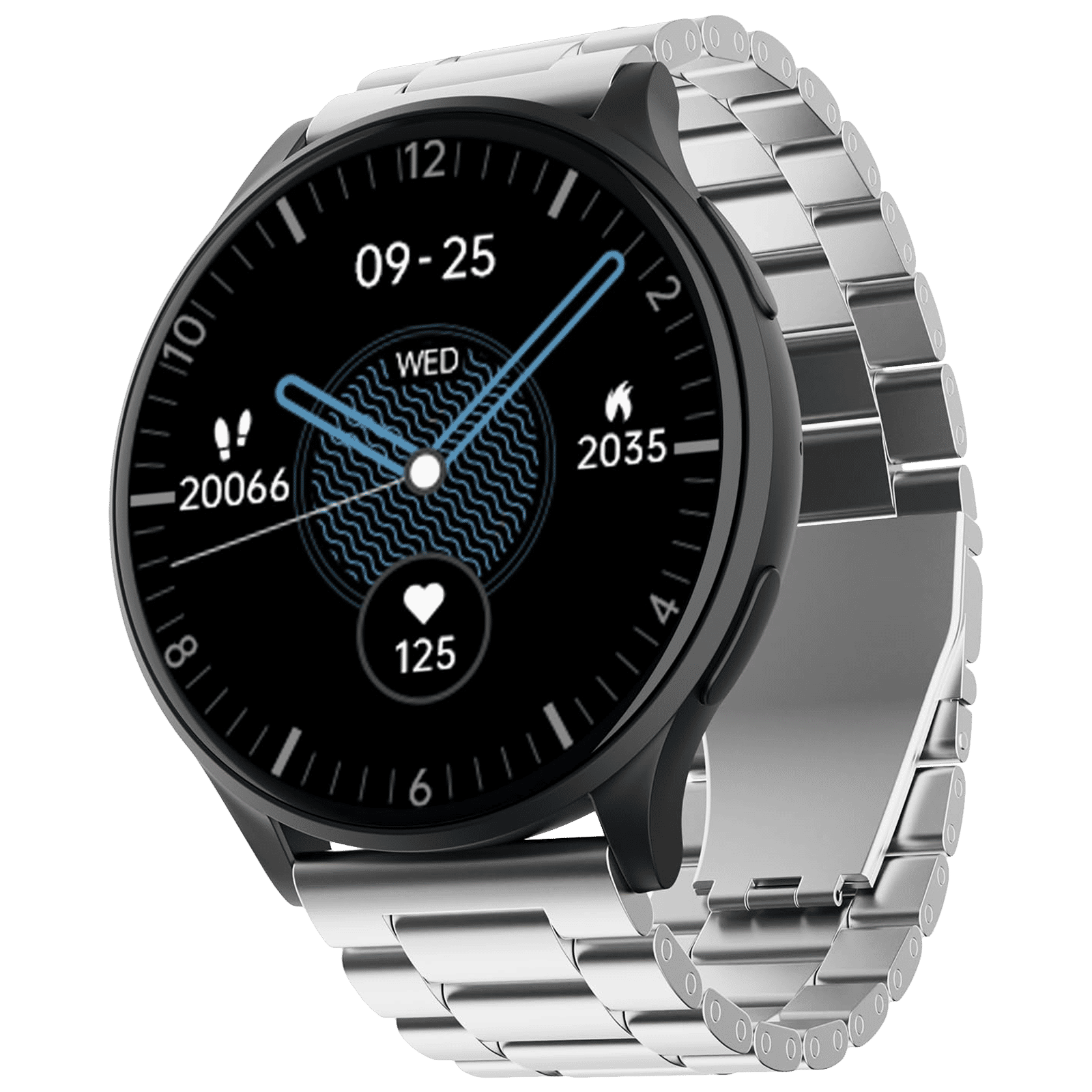 boAt Lunar Prime Smartwatch with Bluetooth Calling (36.8mm AMOLED Display, IP67 Sweat Resistant, Steel Silver Strap)