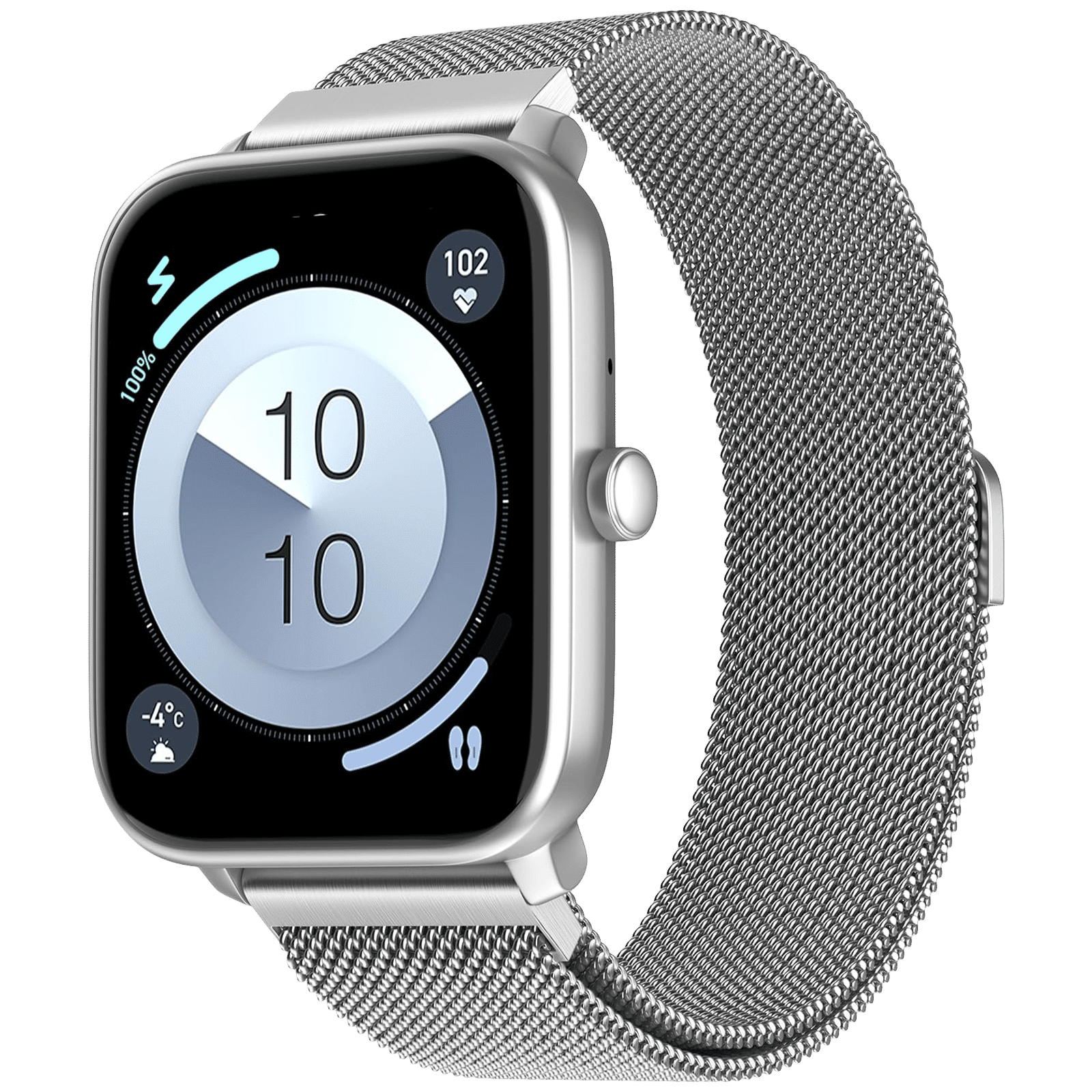 Noise ColorFit Pulse 4 Smartwatch with Bluetooth Calling (46.9mm AMOLED Display, IP68 Water Resistant, Silver Link Strap)