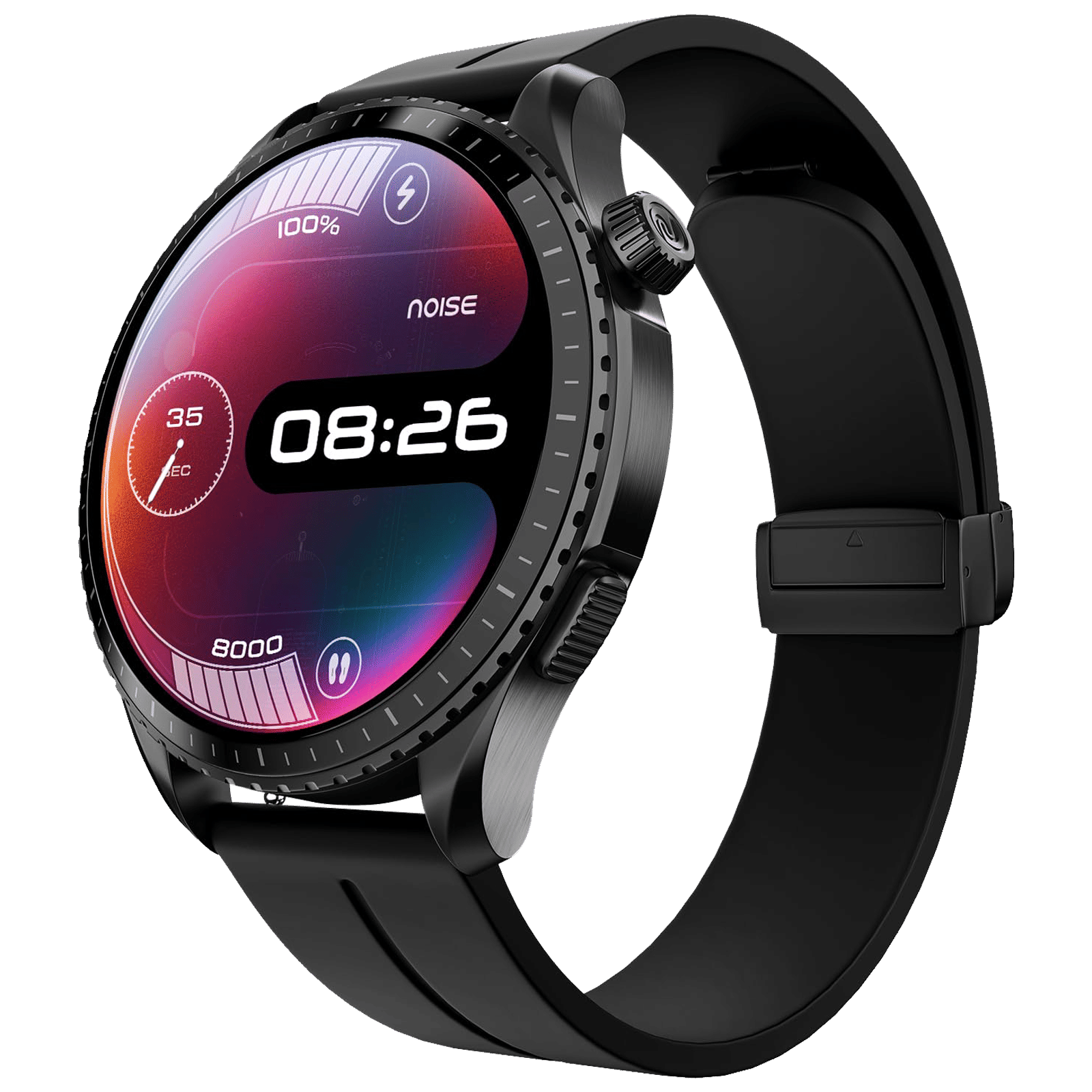 noise NoiseFit Origin Smartwatch with Bluetooth Calling (37.1mm AMOLED Display, 3ATM Water Resistant, Midnight Black Strap)