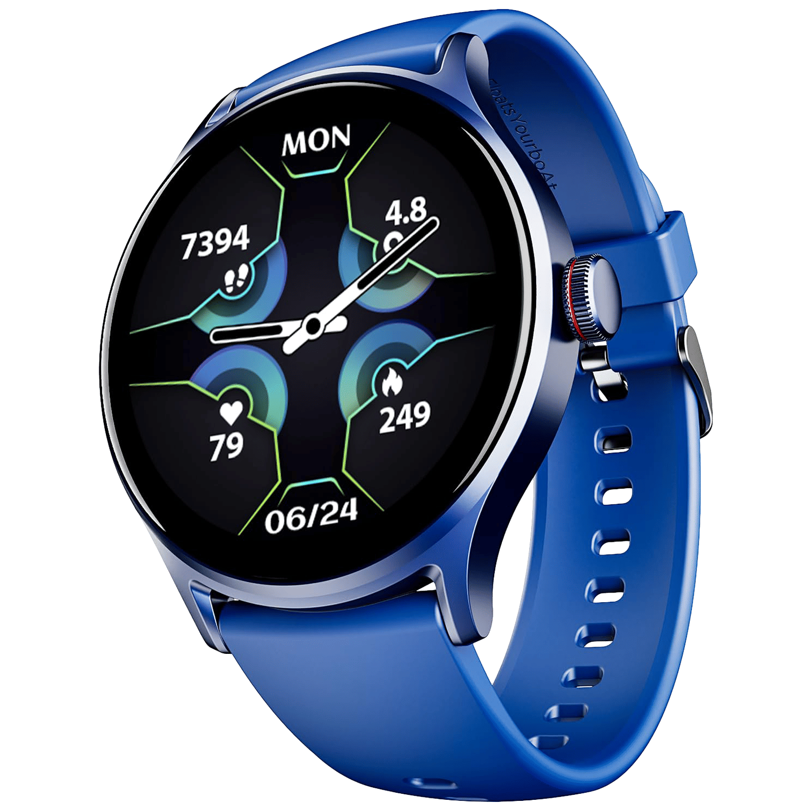 boAt Lunar Vista Smartwatch with Bluetooth Calling (38.6mm HD Display, IP68 Sweat Resistant, Deep Blue Strap)