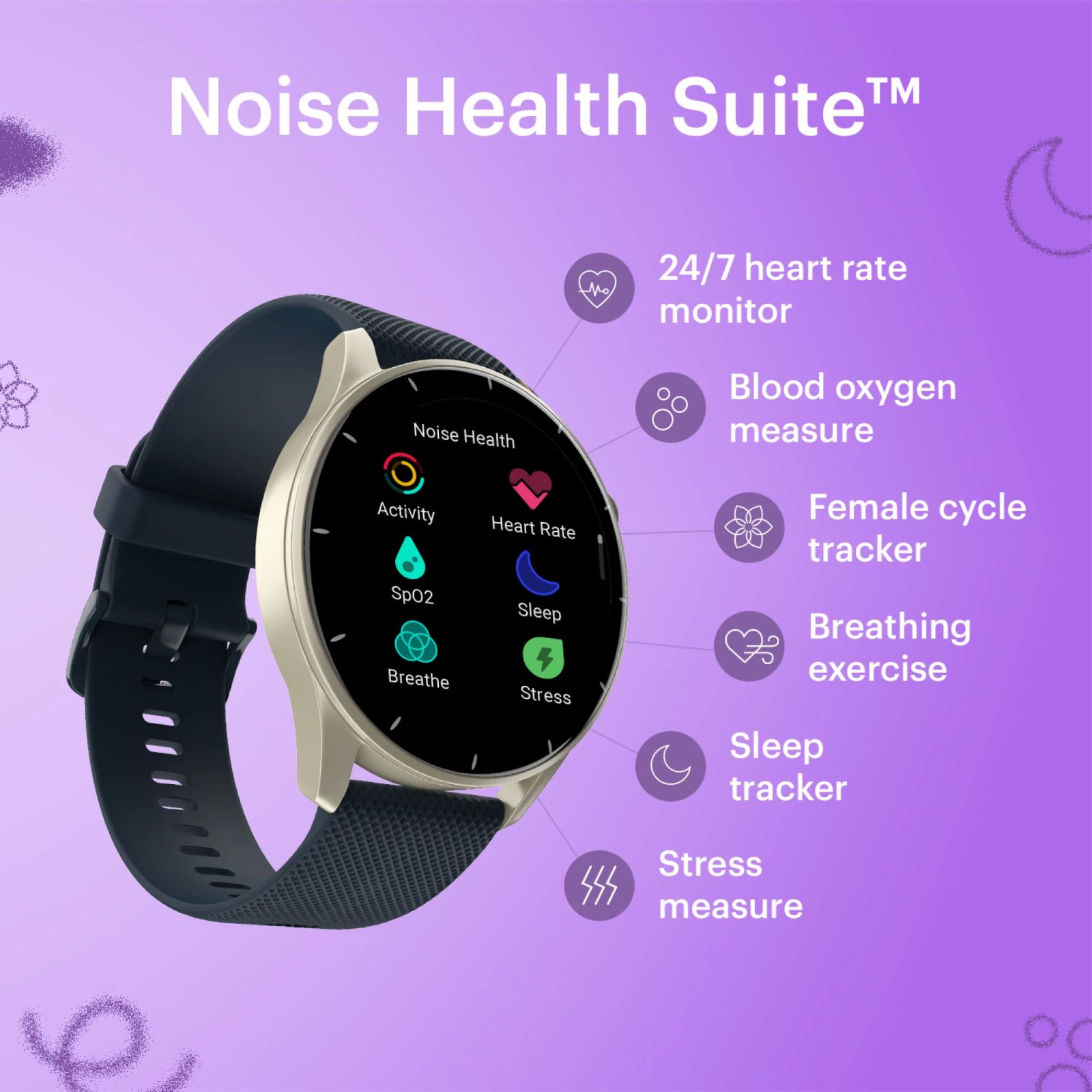 noise Fit Crew Smartwatch with Bluetooth Calling TFT Display, IP68  Water Resistant, Midnight Blue Strap)