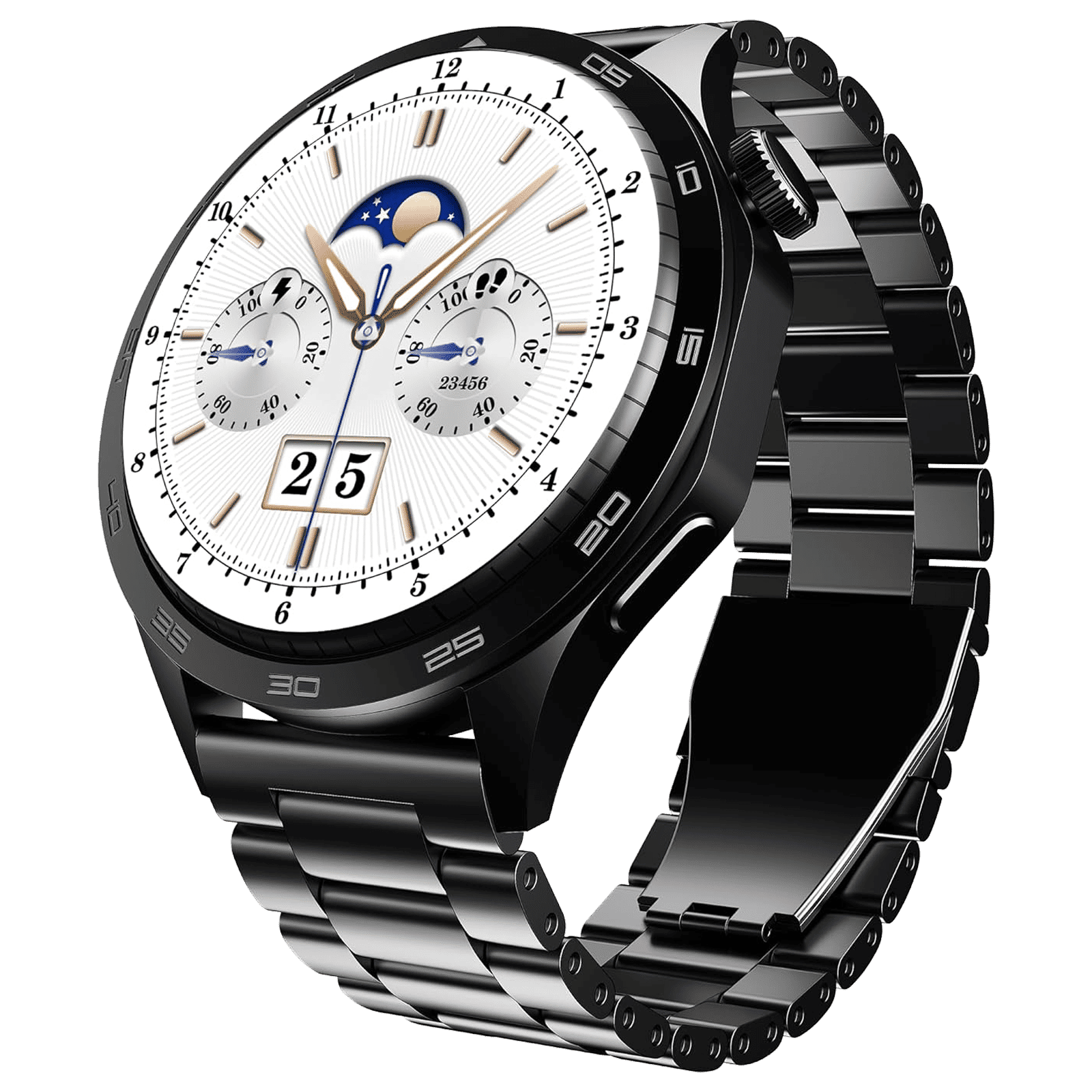 boAt Enigma Radiant Smartwatch with Bluetooth Calling (36.3mm AMOLED Display, IP68 Water Resistant, Metal Black Strap)