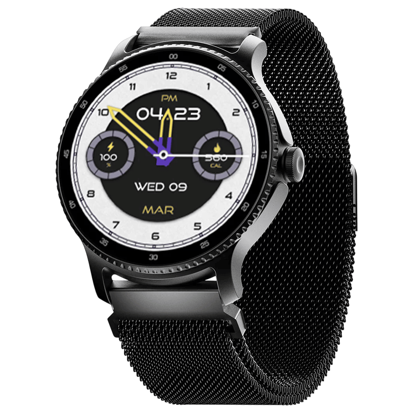 boAt Lunar Discovery Smartwatch with Bluetooth Calling (35mm HD Display, IP67 Water Resistant, Black Metal Strap)