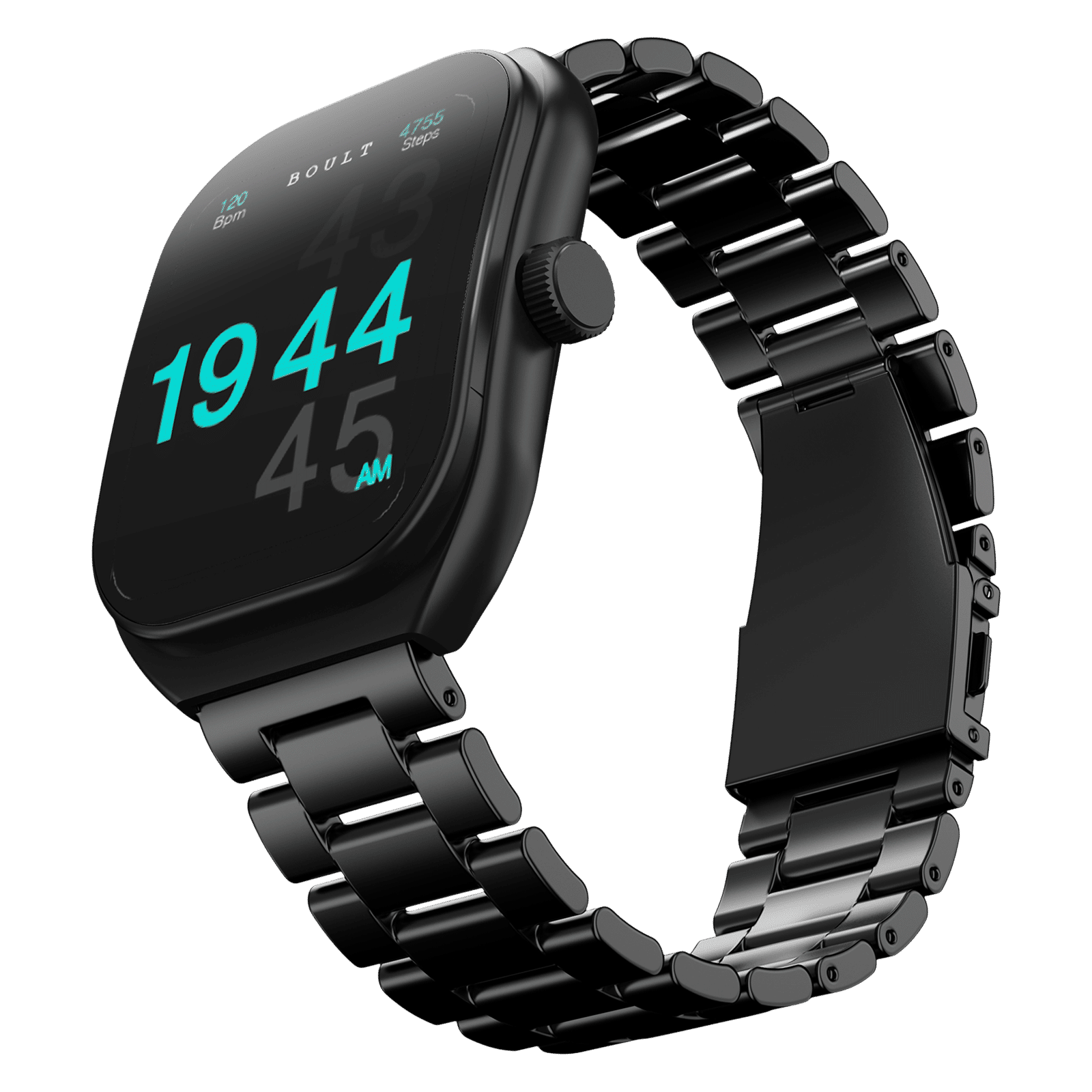 GOBOULT Kliff Bluetooth Calling Android OS Smartwatch (51.05mm HD Display, Drink Water Reminder, Black Metal Strap)