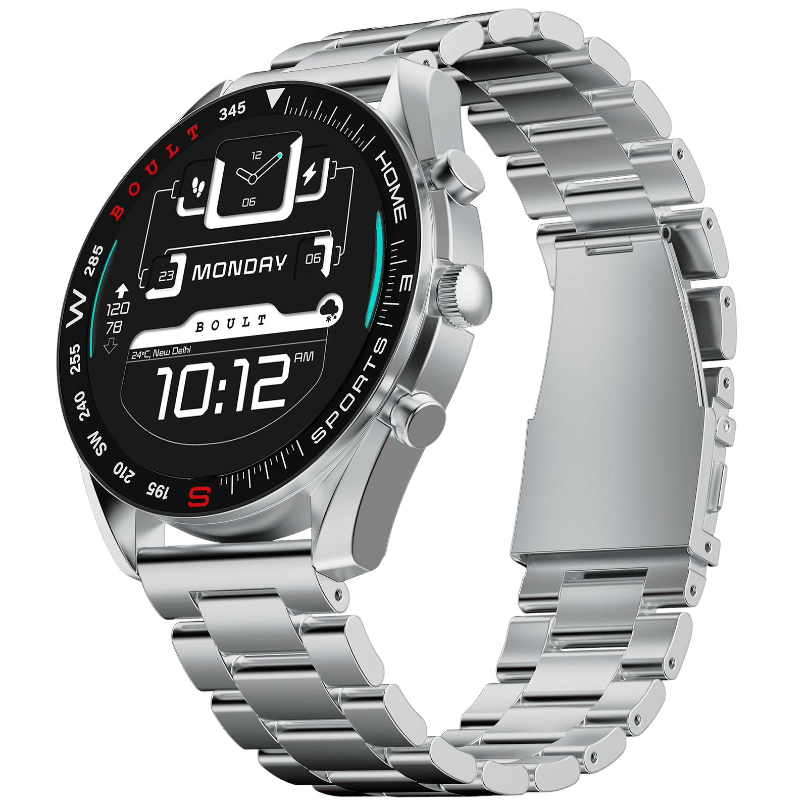 BOULT Radian Smartwatch with Bluetooth Calling (35.3mm HD Display, IP67 Water Resistant, Inox Steel Strap)