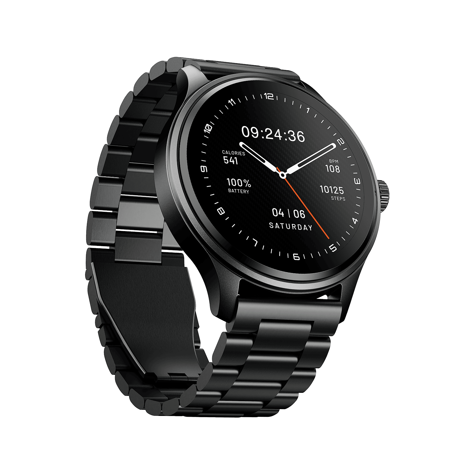 boAt Lunar Orbit 2 Smartwatch with Bluetooth Calling (35.3mm AMOLED Display, IP68 Water Resistance, Black Metal Strap)