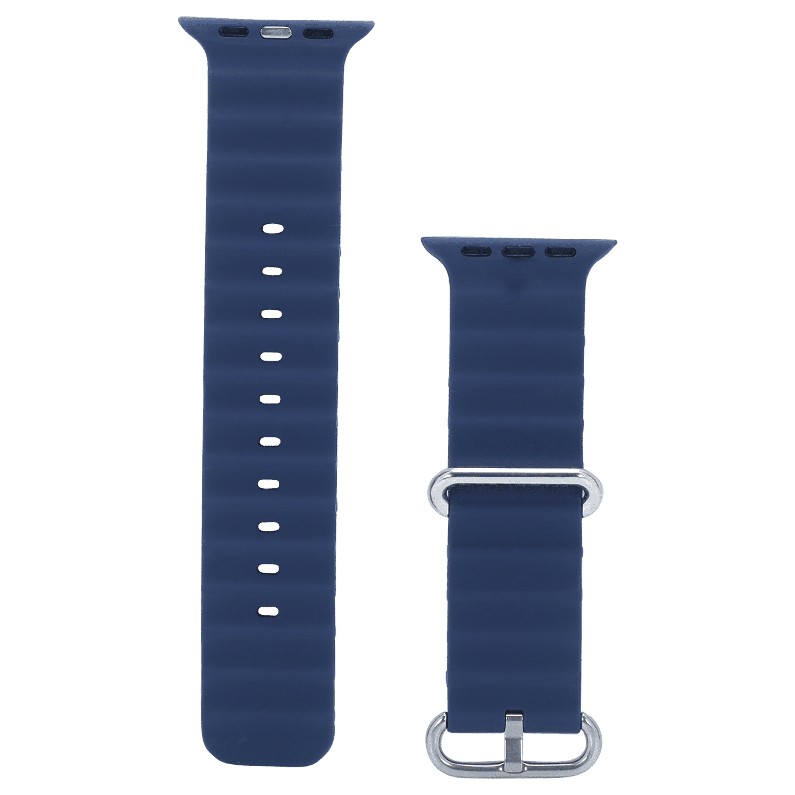 Croma Soft Silicone Ridged Strap for Apple iWatch (38mm / 40mm / 41mm) (Apple Compatible, Blue)