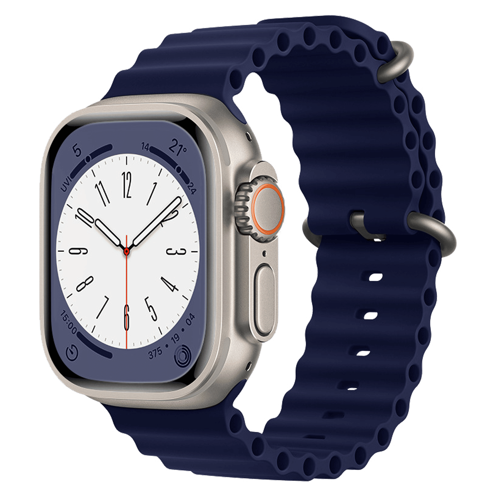 Muvtech Active Silicone Strap For Apple iWatch (42mm / 44mm / 45mm / 49mm) (High Quality Metal Buckle, Blue)-image-12