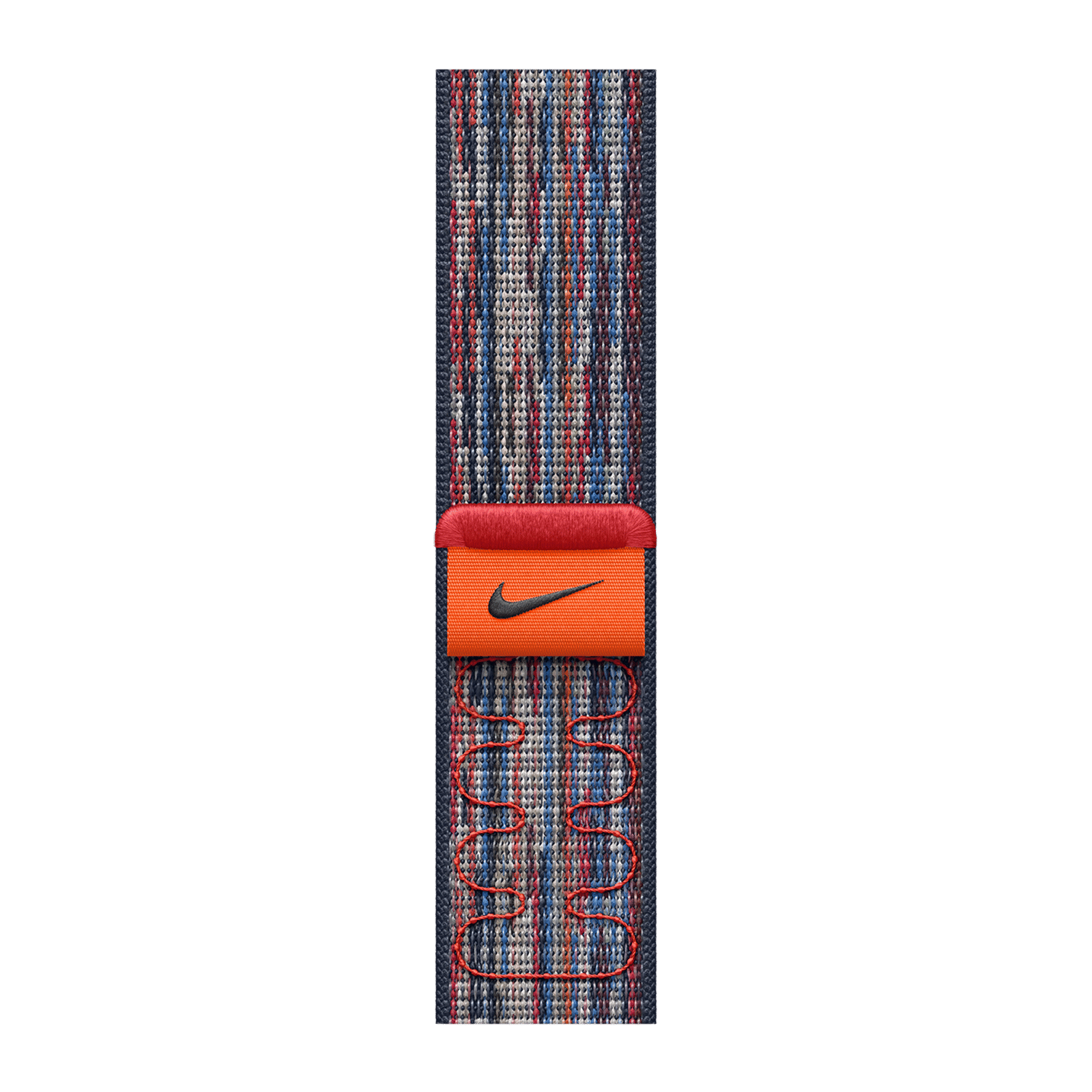 Apple Woven Nylon Nike Sport Loop for Apple Watch (44mm / 45mm / 46mm / 49mm) (Hook-and-Loop Fastener, Blue & Red)
