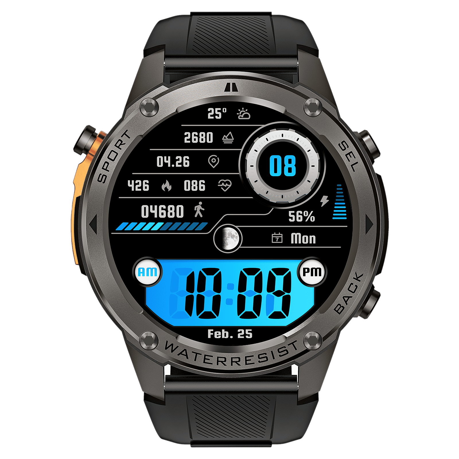 Croma Velocity X1 Smartwatch with Dual Band GPS (36.3mm AMOLED Display, 50M Water Resistant, Black Strap)