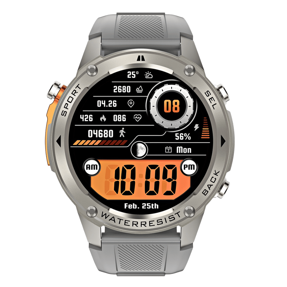 Croma Velocity X1 Smartwatch with Dual Band GPS (36.3mm AMOLED Display, 50M Water Resistant, Grey Strap)