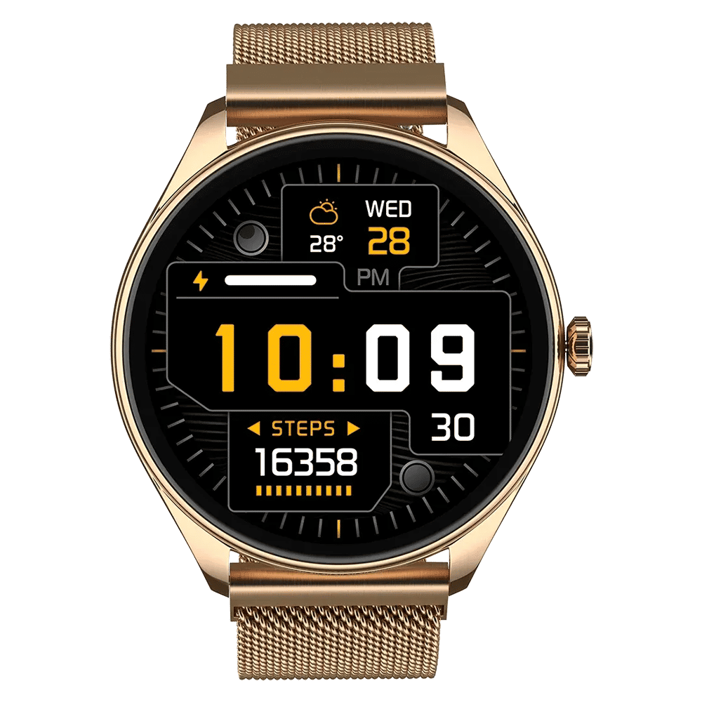 noise NoiseFit Twist 2 Smartwatch with Bluetooth Calling (36.32mm, AMOLED Display, IP67 Water Resistant, Gold Link Strap)