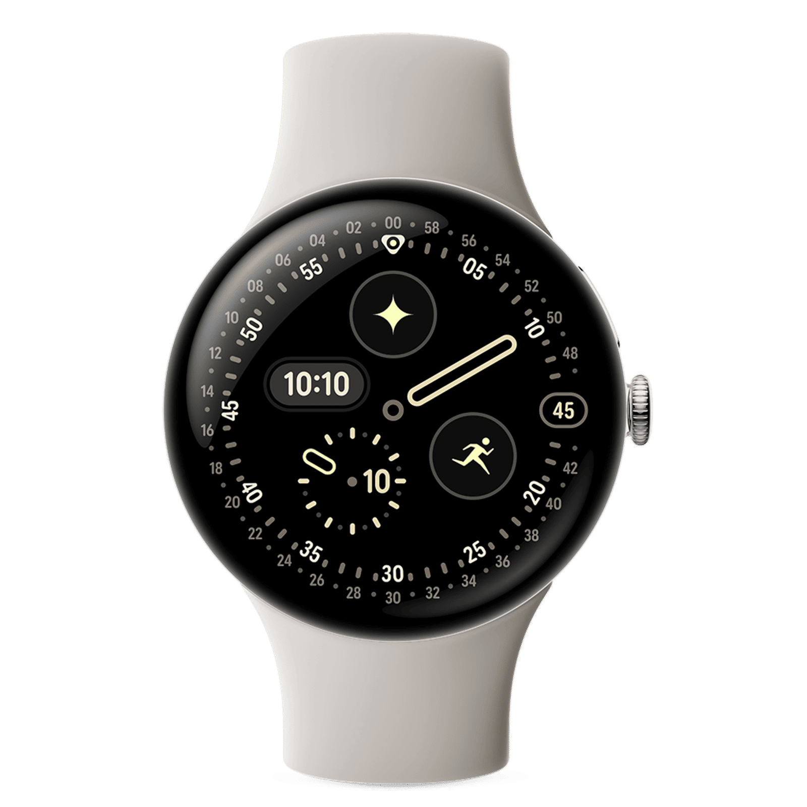 Google Pixel Watch 4 Wi-Fi+Bluetooth Wear OS 6.0 Smartwatch (45mm AMOLED LTPO Display, Qualcomm Snapdragon W5 Gen 2 Cortex-M55, Health Tracking Insights, Porcelain Active Band)