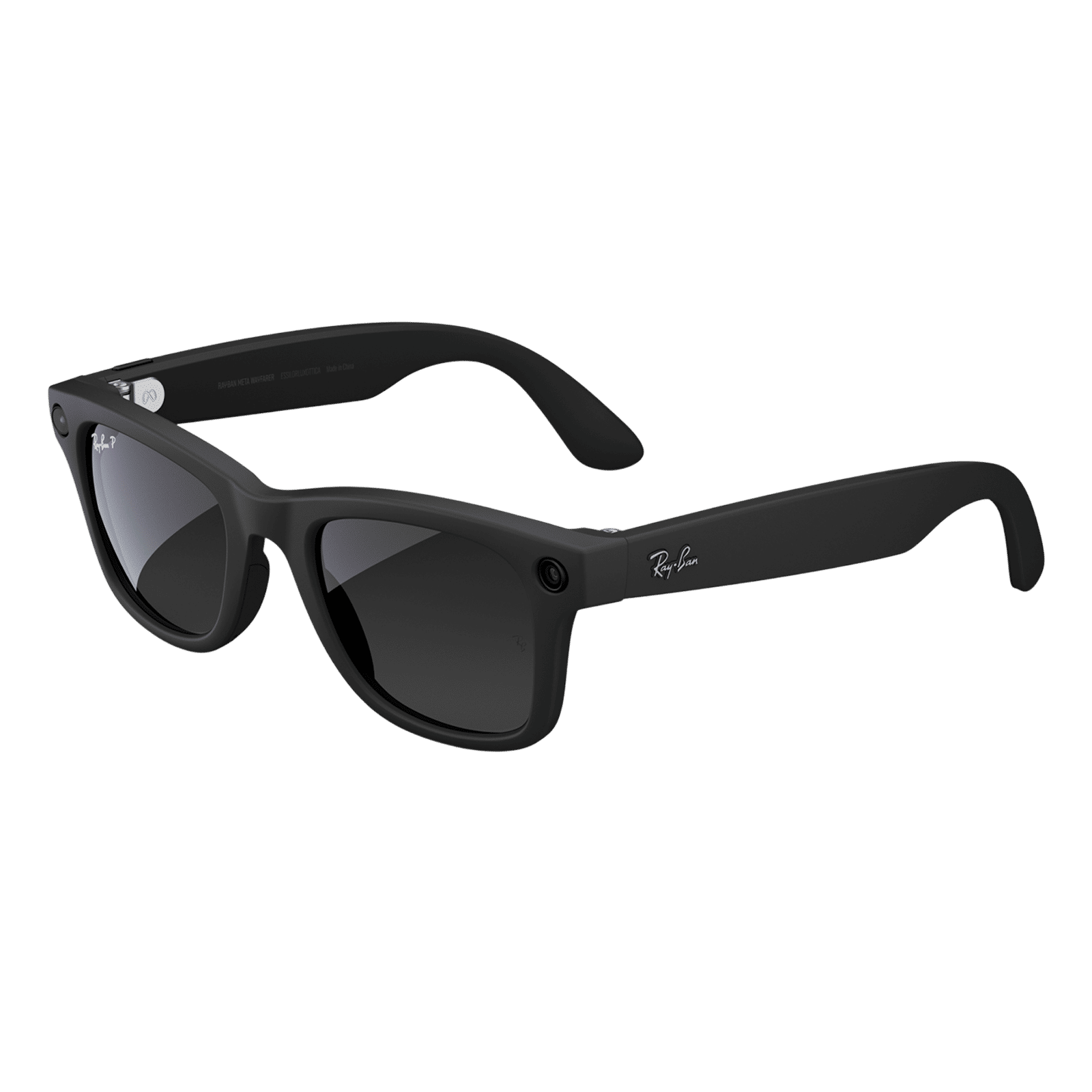 Ray-Ban Meta Wayfarer (Gen 1) AI Glasses for Men, Women (12MP Ultra-Wide Camera, Meta AI, Open-ear Audio, Live Translation, Grey Polarised Lenses, Standard, Matte Black)