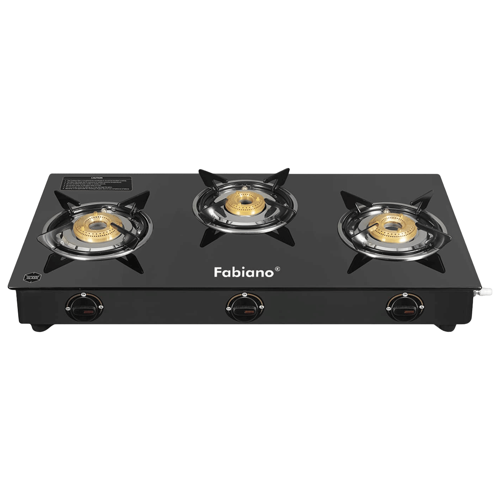 Fabiano Toughened Glass Top 3 Burner Manual Gas Stove(Heat Resistant, Black)