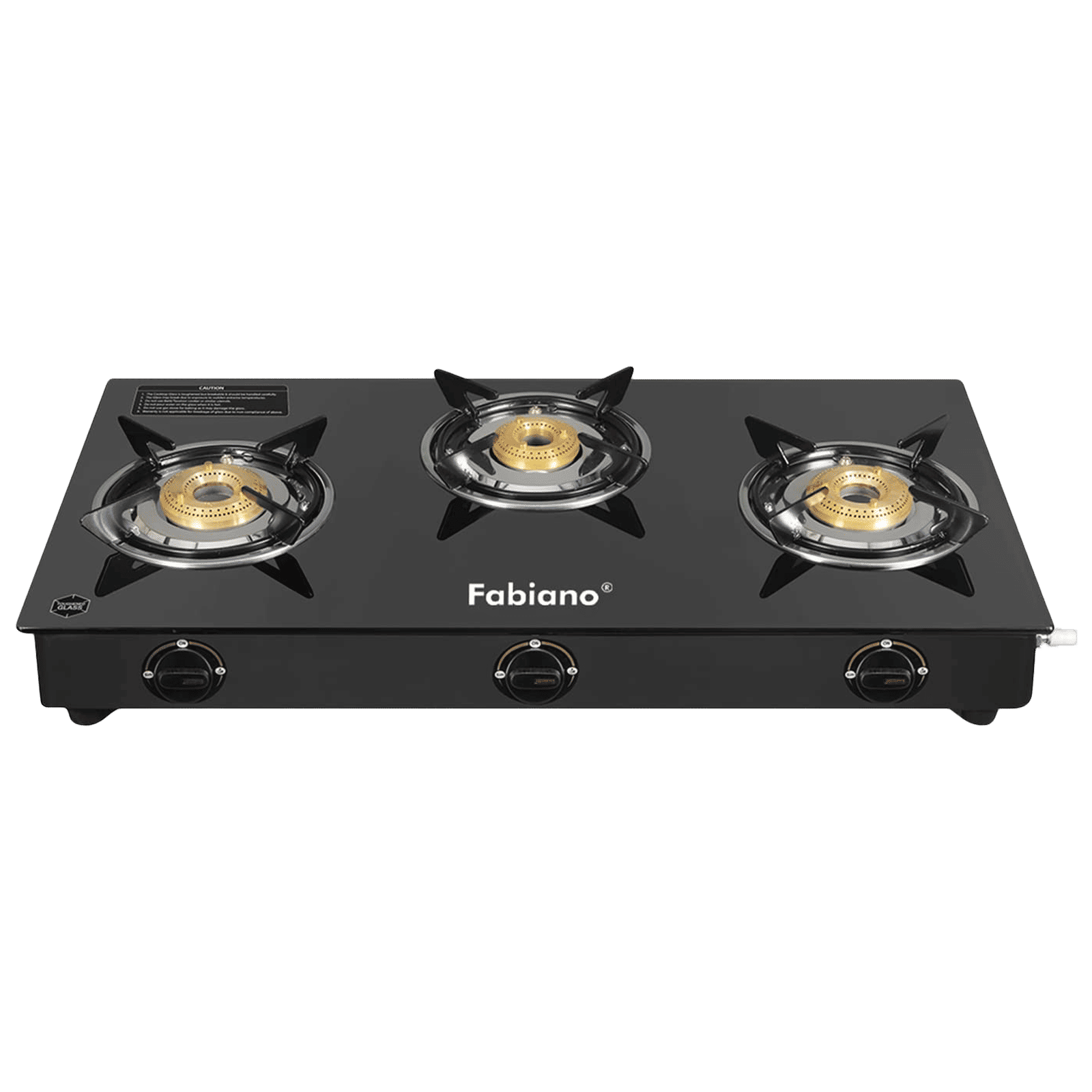 Fabiano FAB-3BR STARLINE Toughened Glass Top 3 Burner Manual Gas Stove (Tri-Pin Burners, Black)