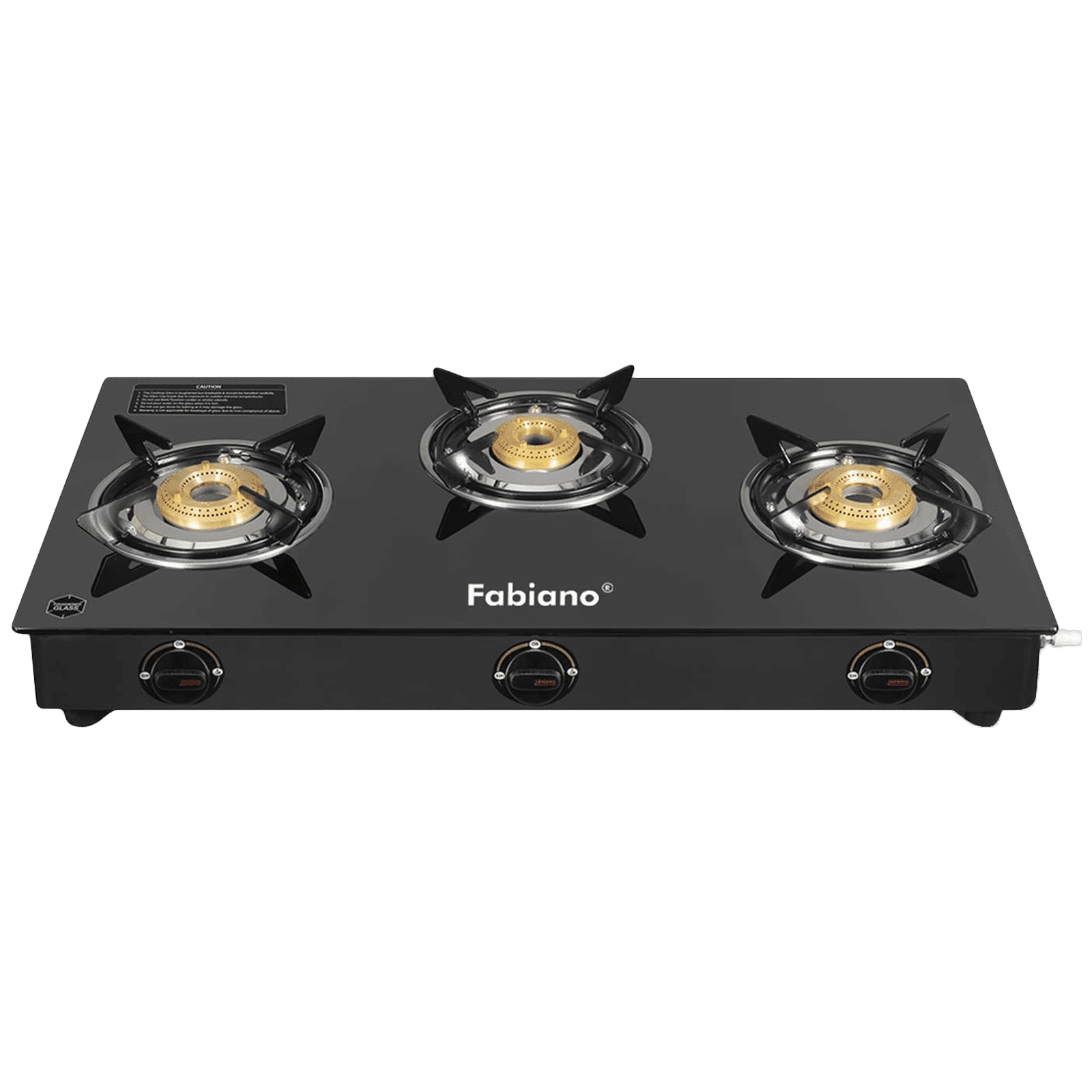 Fabiano FAB3BRSTARLINEAUTO Toughened Glass Top 3 Burner Automatic Gas Stove (Tri-Pin Burners, Black)
